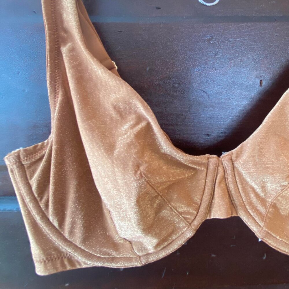Cacique Gold Glitter Full Coverage Bra 38 DDD - Picture 3 of 9